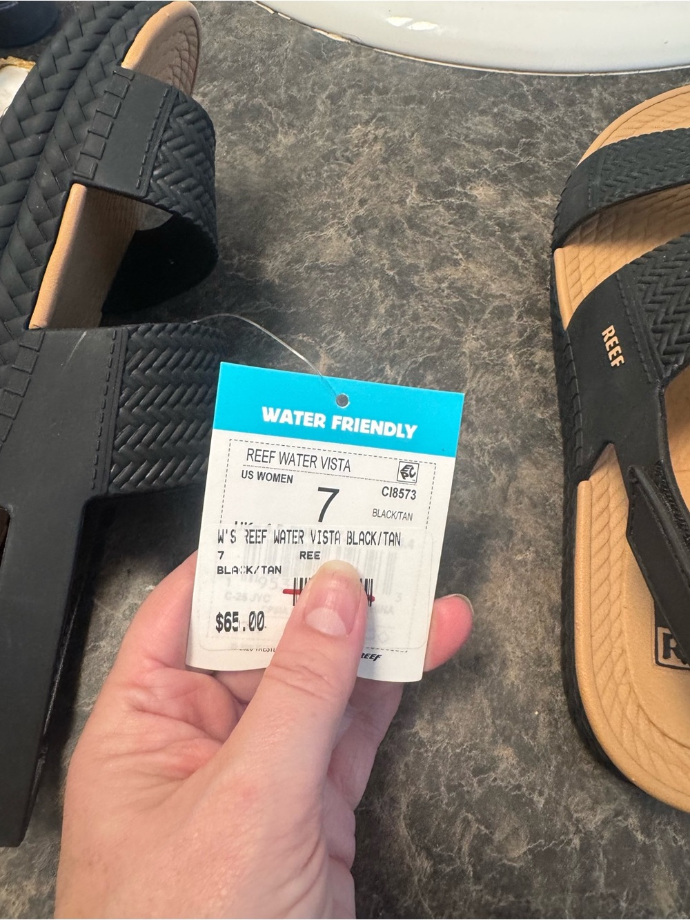 Reef Black and Tan Double Strap Slide Sandals - Picture 4 of 4